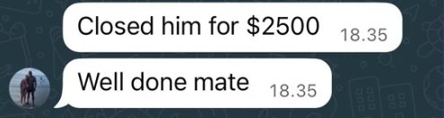 Client closed deal message