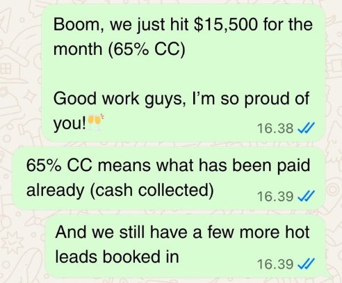 Revenue milestone message